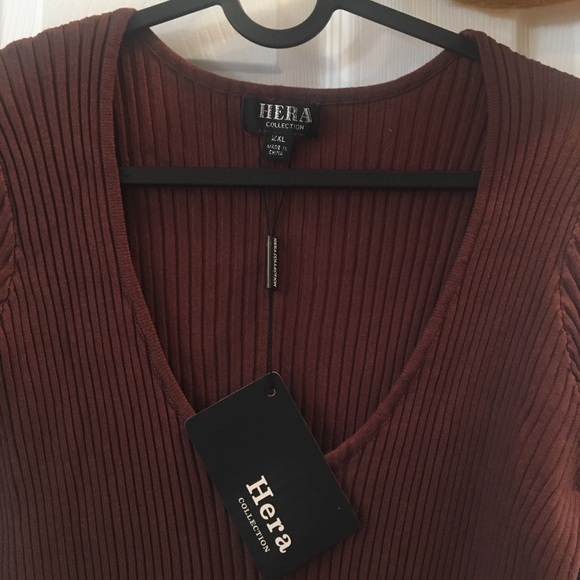 Long sleeve ribbed sweater dress w/ string sleeves - Picture 2 of 2